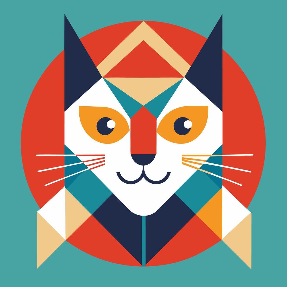 A cat with geometric shapes on it's head vector