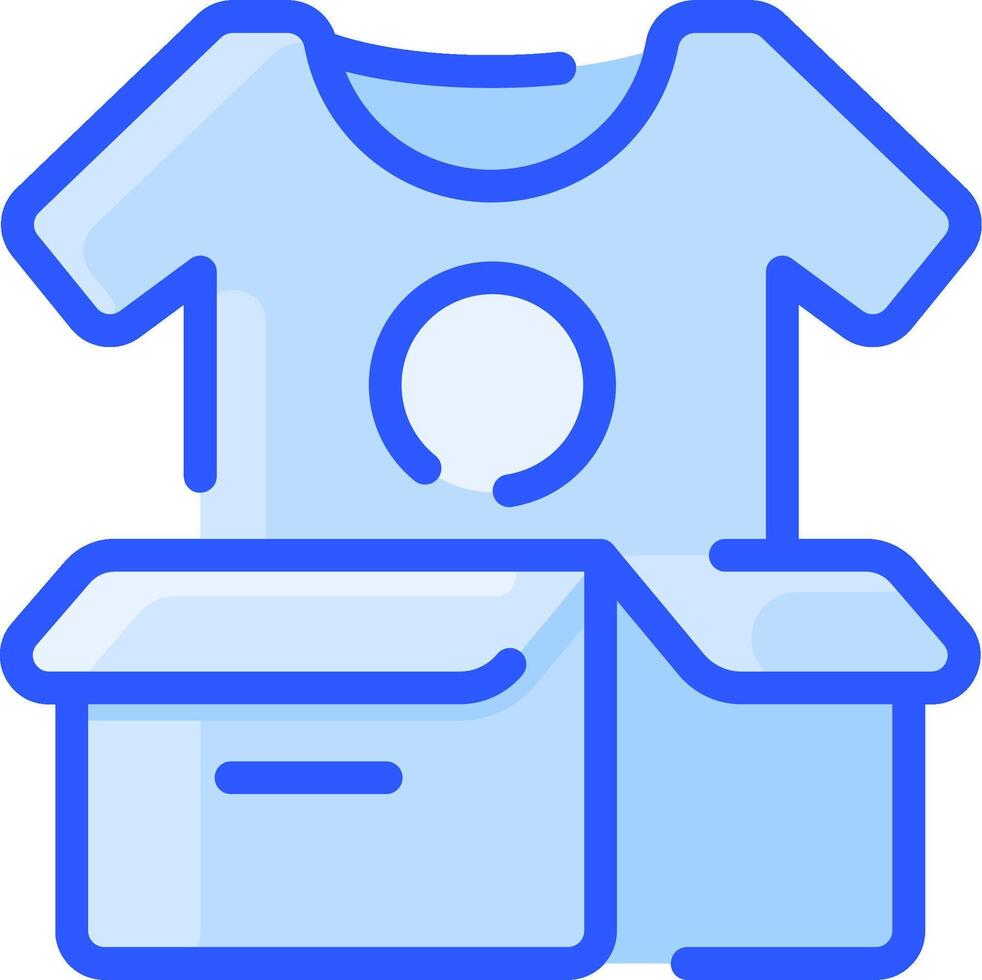 A blue t - shirt and box with a circle on it vector