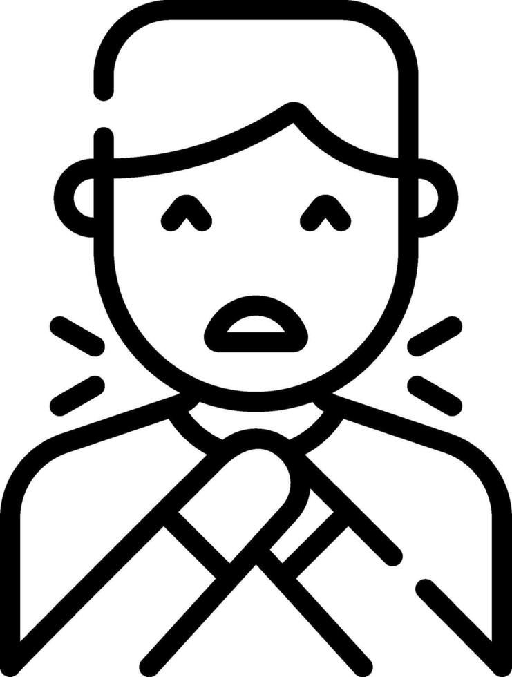 A man with a cold face is holding his hands to his chest vector