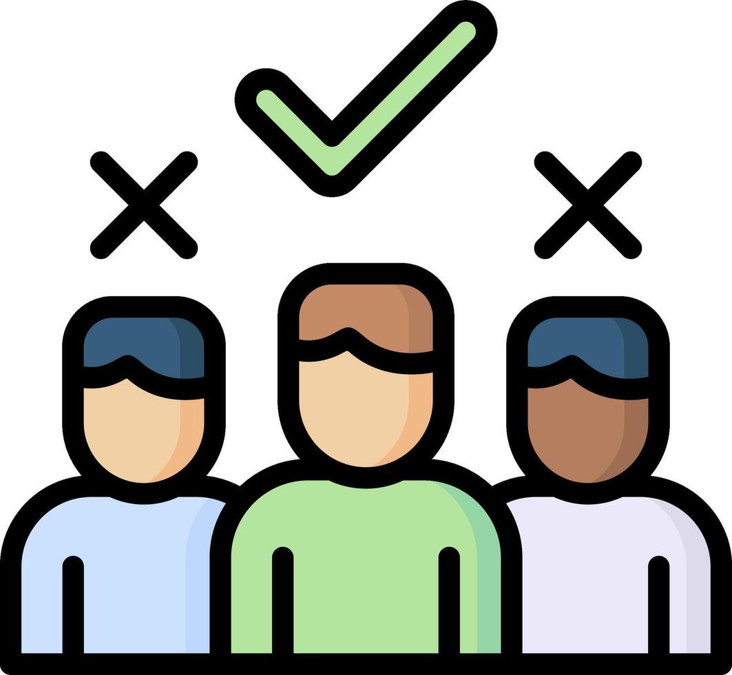 A group of people with a check mark over their heads vector