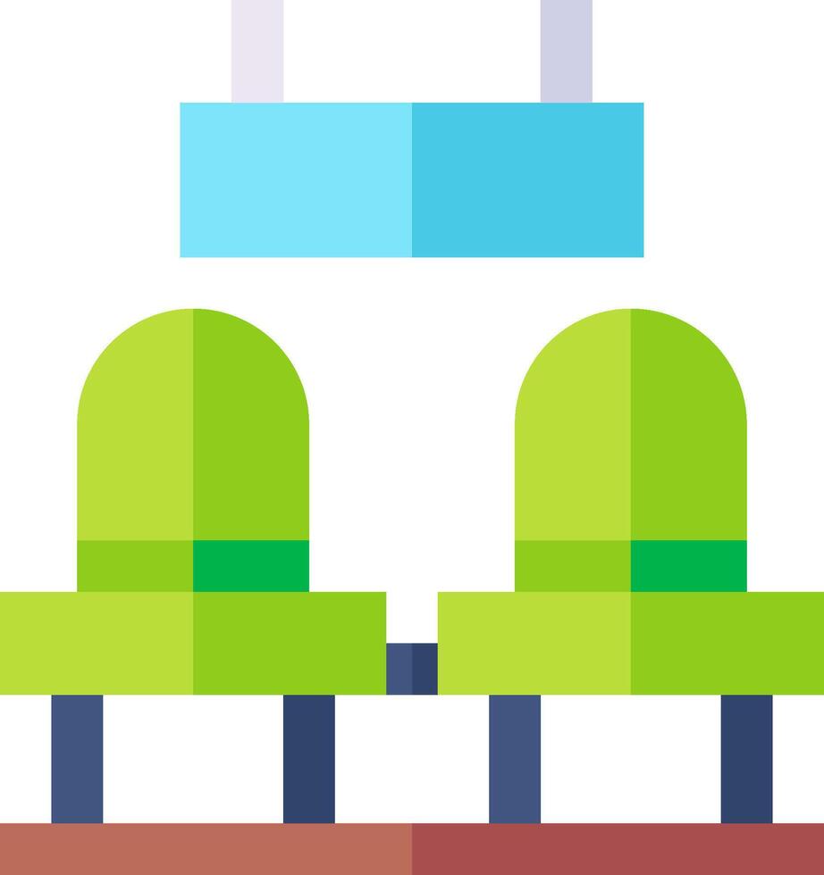 A green and blue chair with a blue table vector