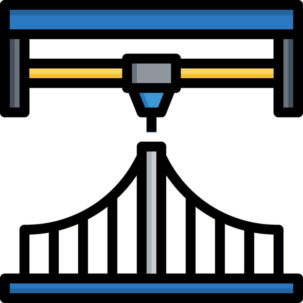 A bridge icon with a blue and yellow bridge vector