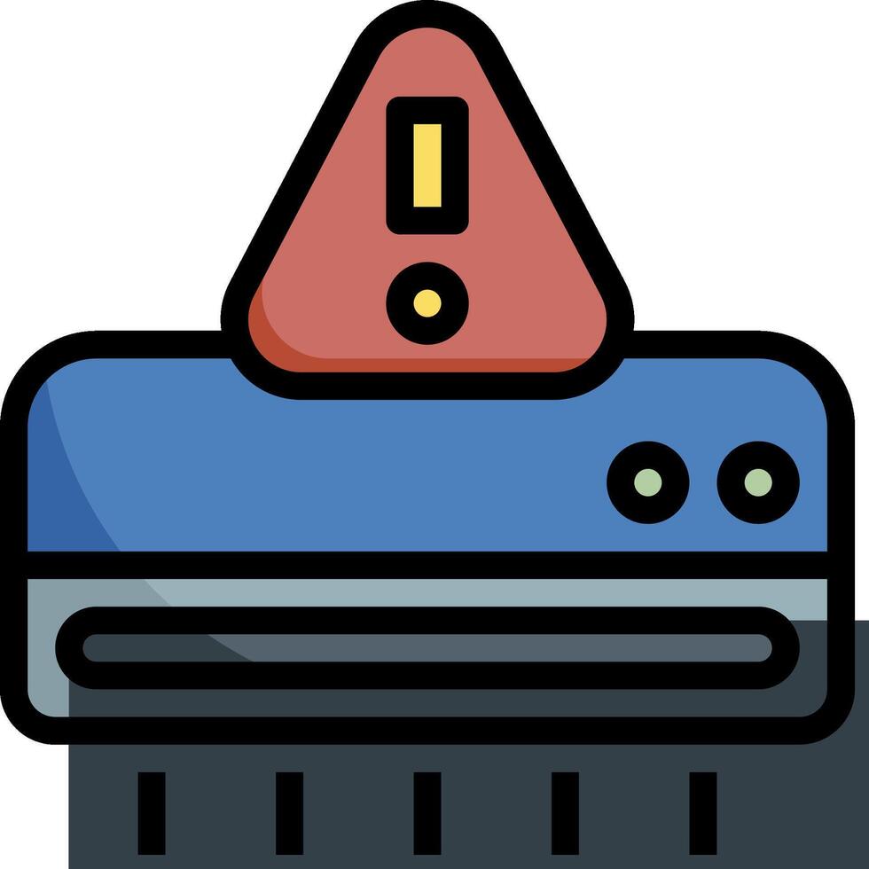 A computer with a warning sign on it vector