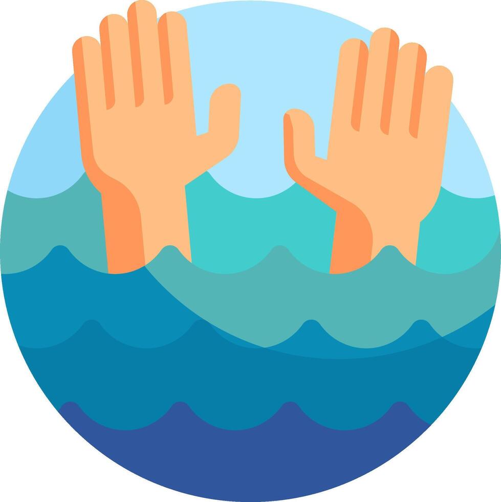 Hands reaching out to the ocean, symbolizing the need to help others vector