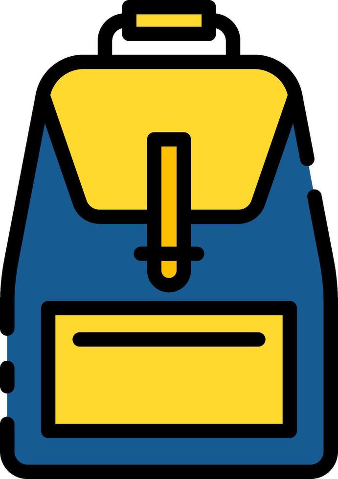 A blue and yellow backpack icon vector