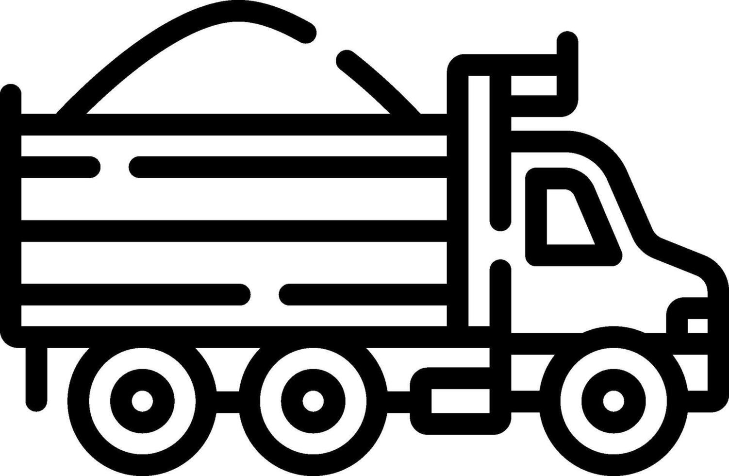 A black and white drawing of a dump truck vector