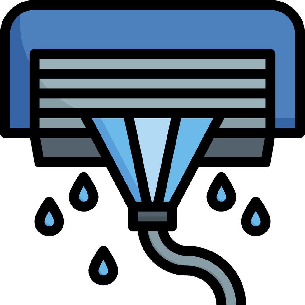 A blue and black air conditioner with water dripping from it vector