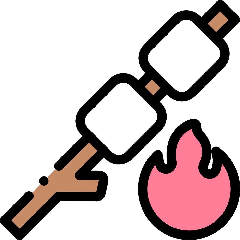 A marshmallow and a fire on a stick vector