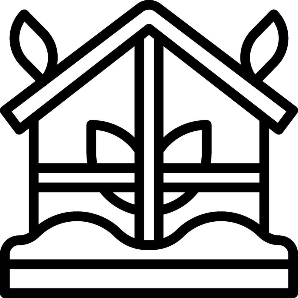 A black and white house with a tree in the middle vector