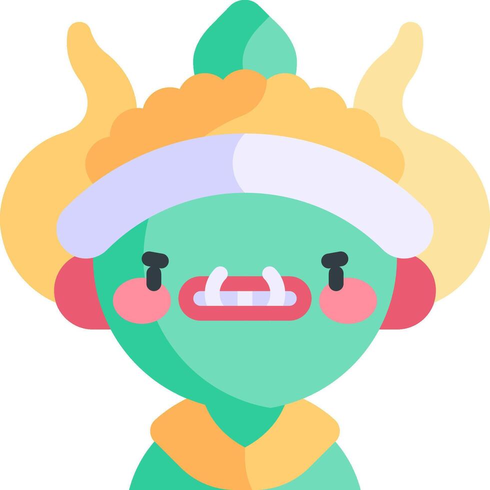 A cartoon green monster with horns and a hat vector