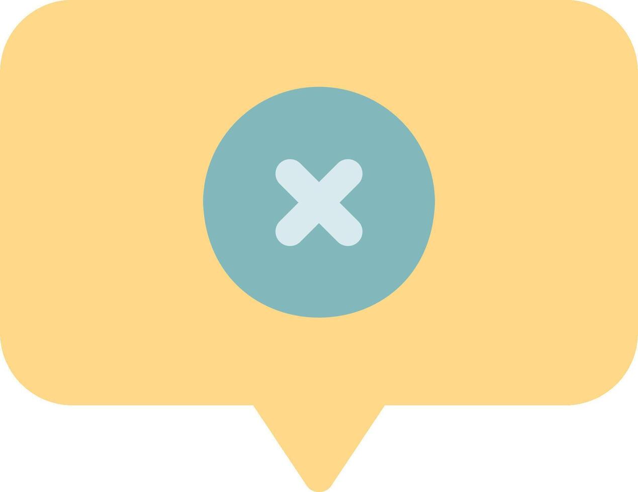 An x symbol on a yellow speech bubble vector