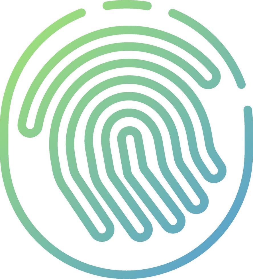 A green and blue fingerprint icon on a white background vector