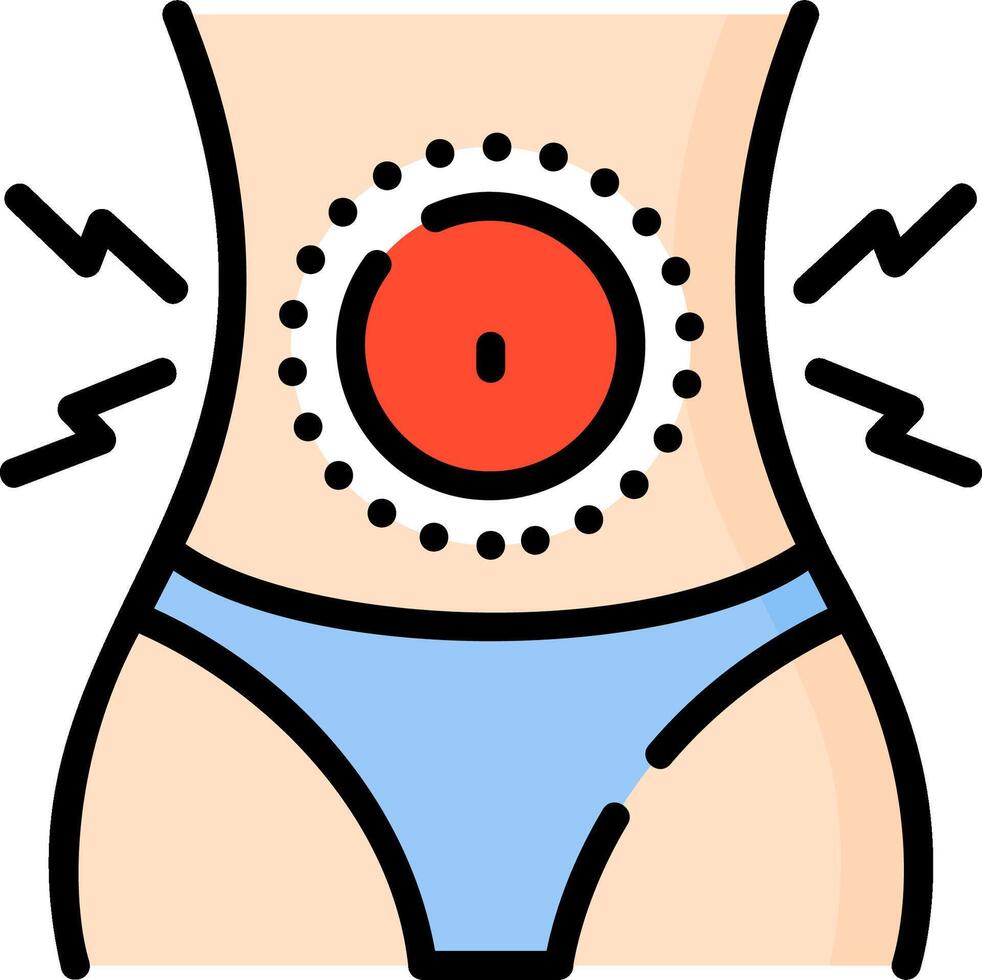 A woman's stomach with a red button on it vector