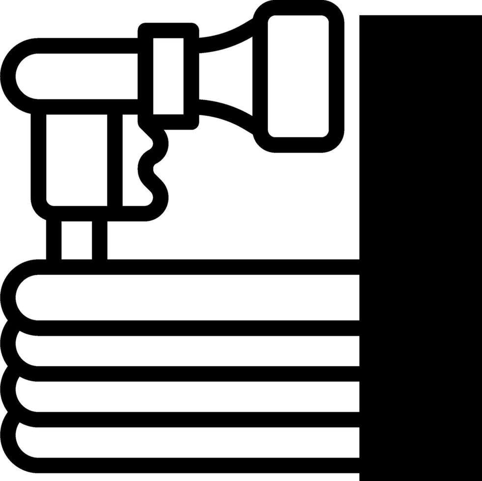 A black and white icon of a hand holding a hose vector