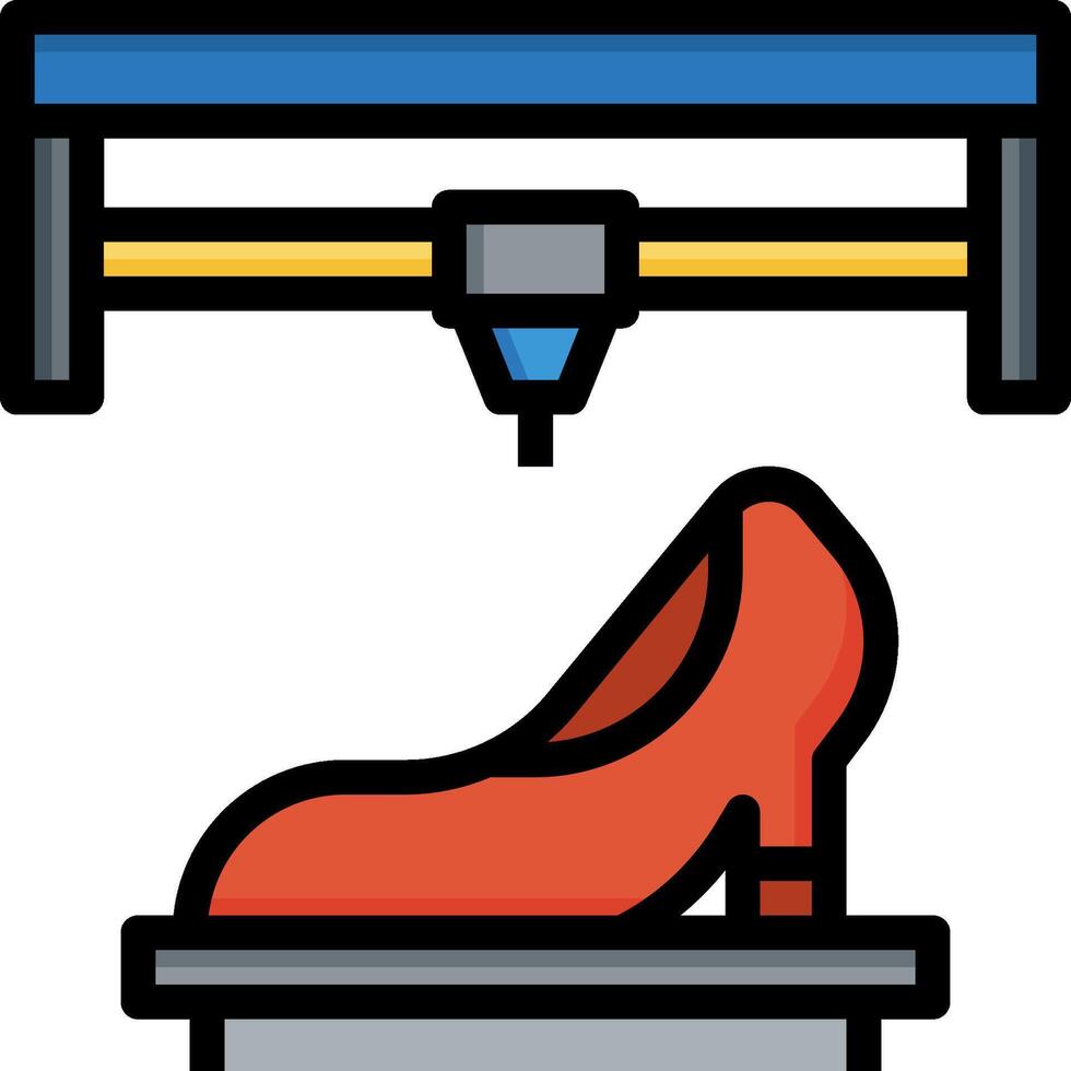 A shoe is being printed on a machine vector