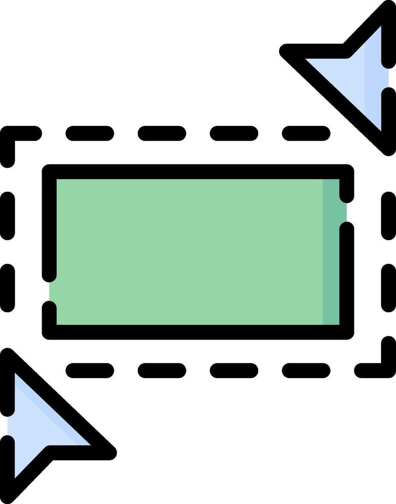 A green rectangle with two arrows pointing to it vector