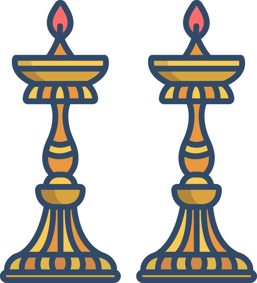 Two golden candles on a white background vector