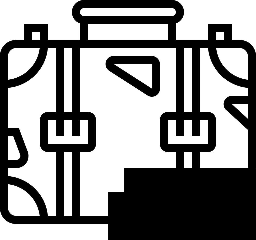 A black and white image of a suitcase vector
