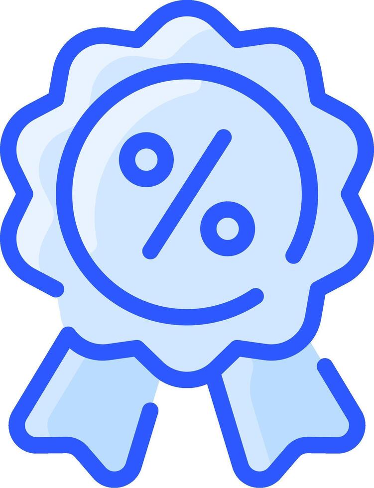 A blue ribbon with a percentage sign on it vector