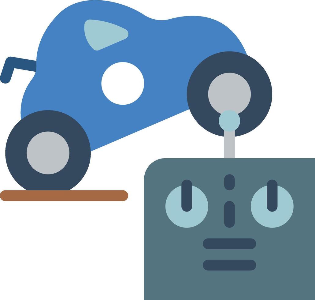 A blue car is driving over a robot vector