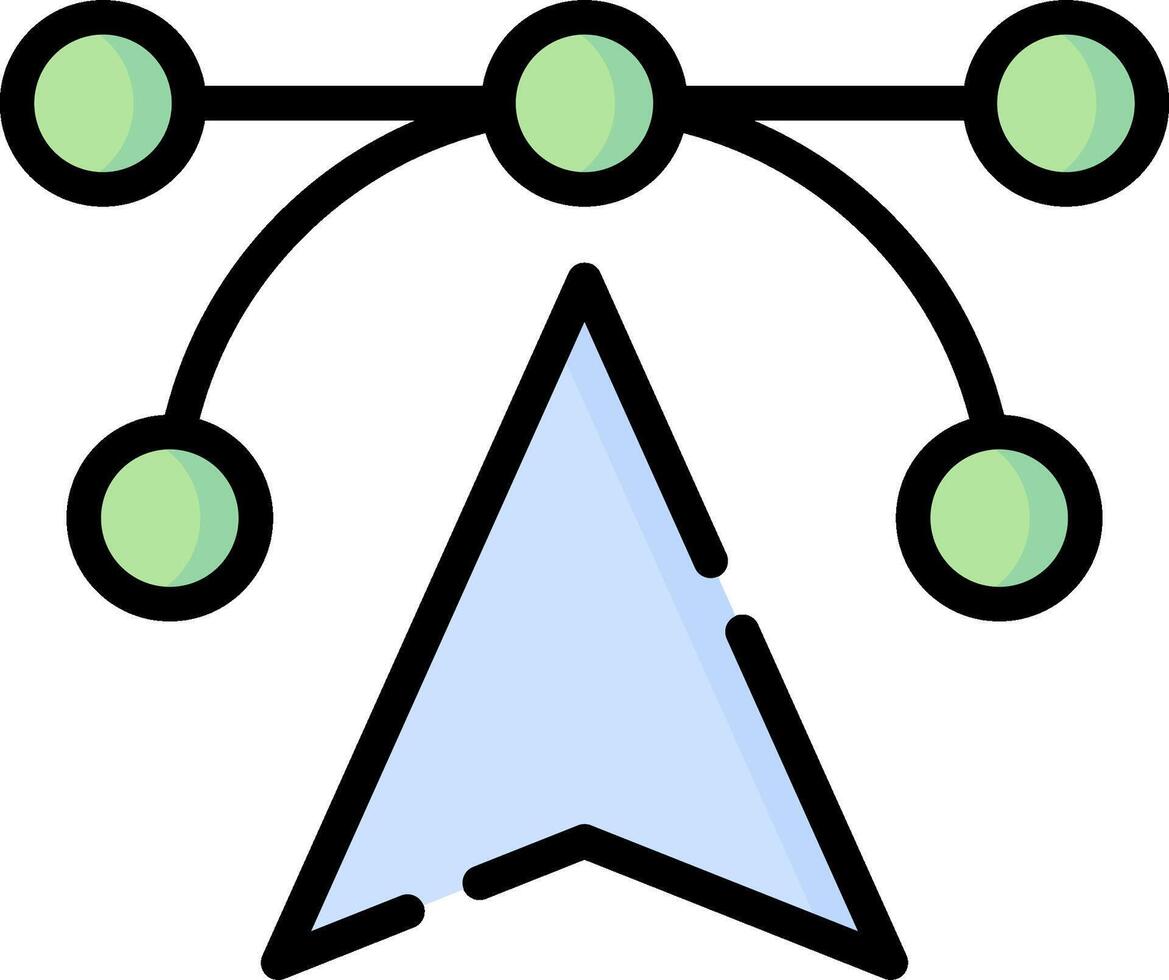 A blue arrow with green dots on it vector