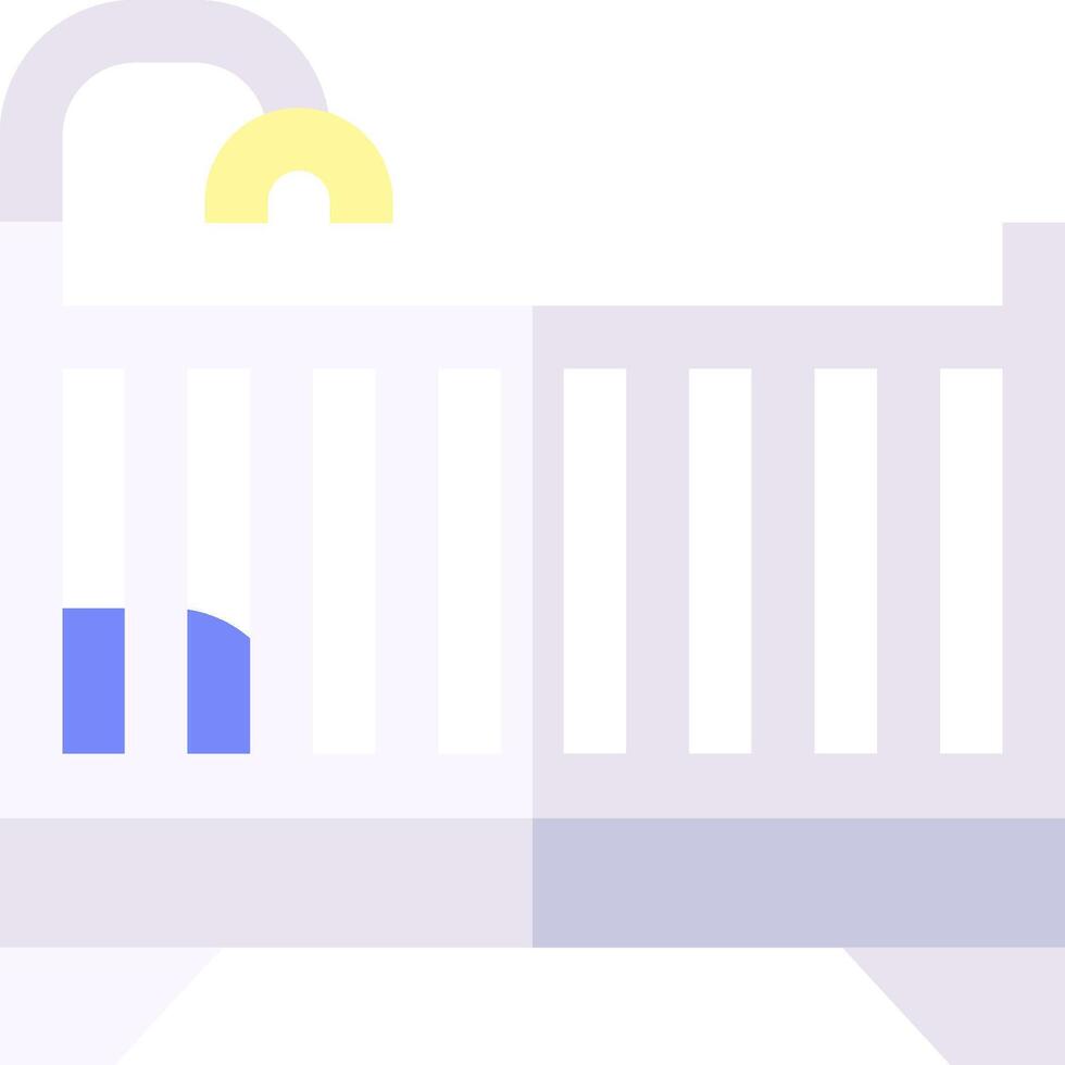 A crib with a blue and yellow bedding vector