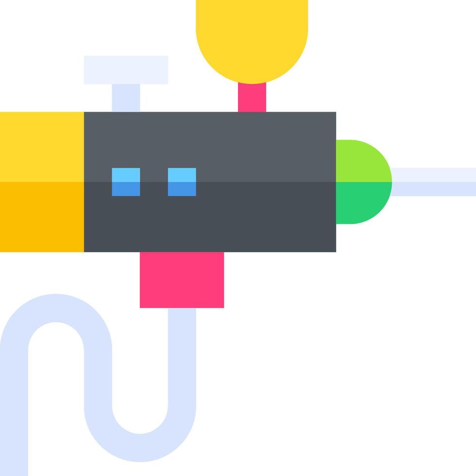 A colorful toy gun with a yellow and blue handle vector
