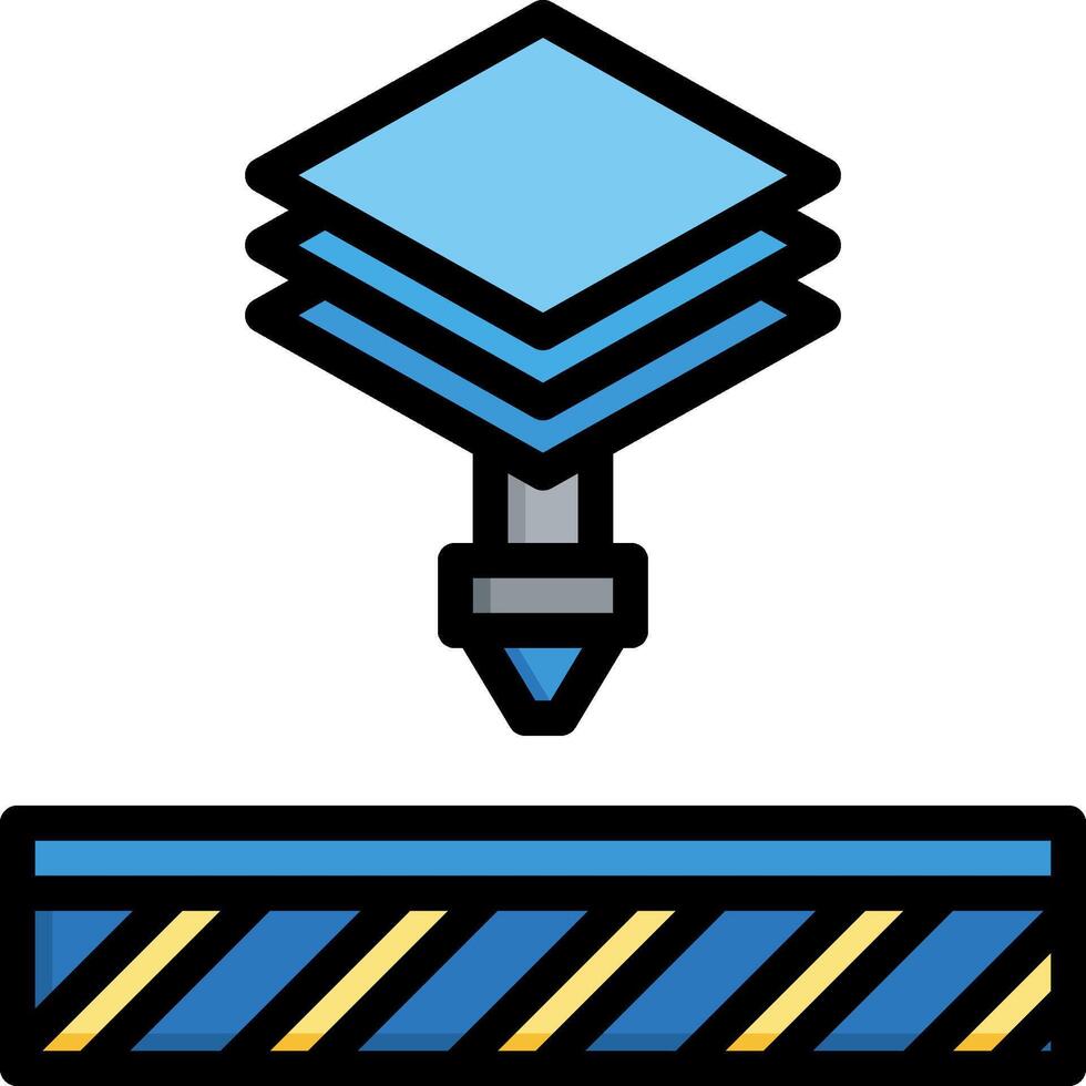 A blue and yellow construction tool with a blue square vector