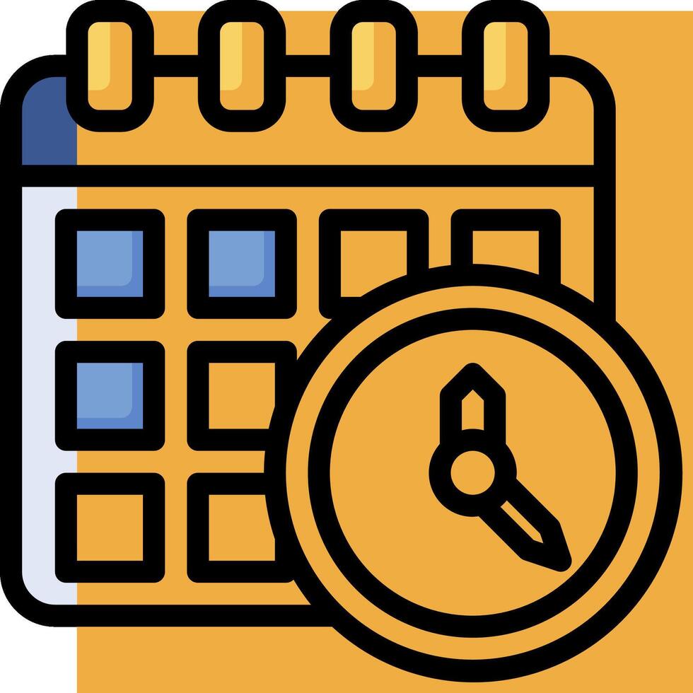 A calendar and clock icon on an orange background vector