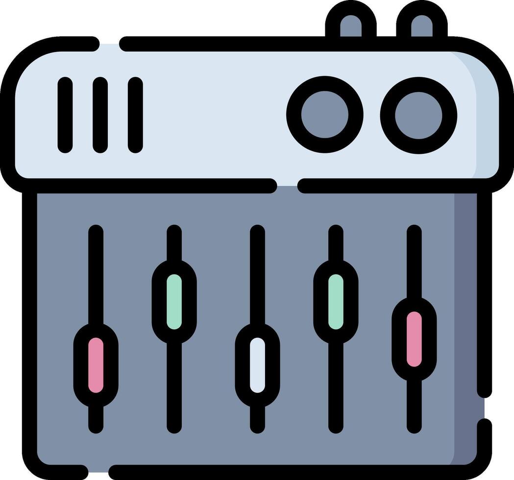 A mixer icon with four knobs on it vector
