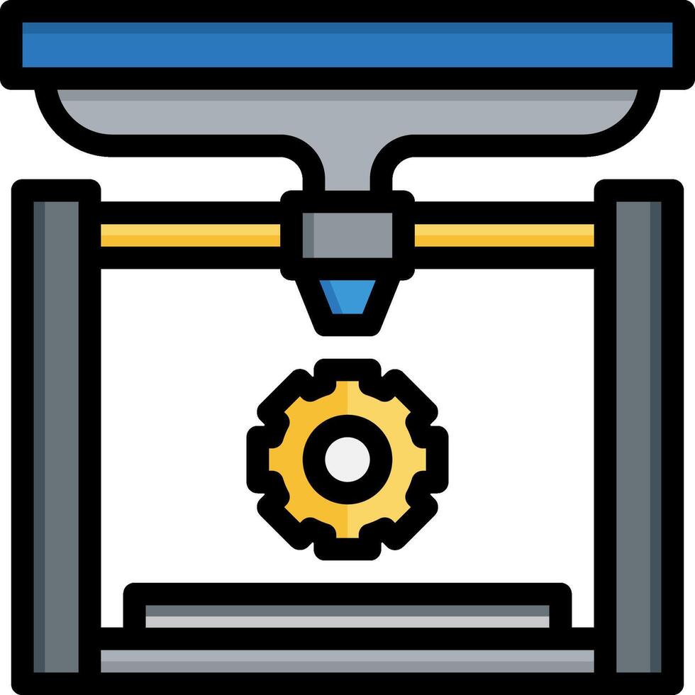 A 3d printer with a gear on top vector