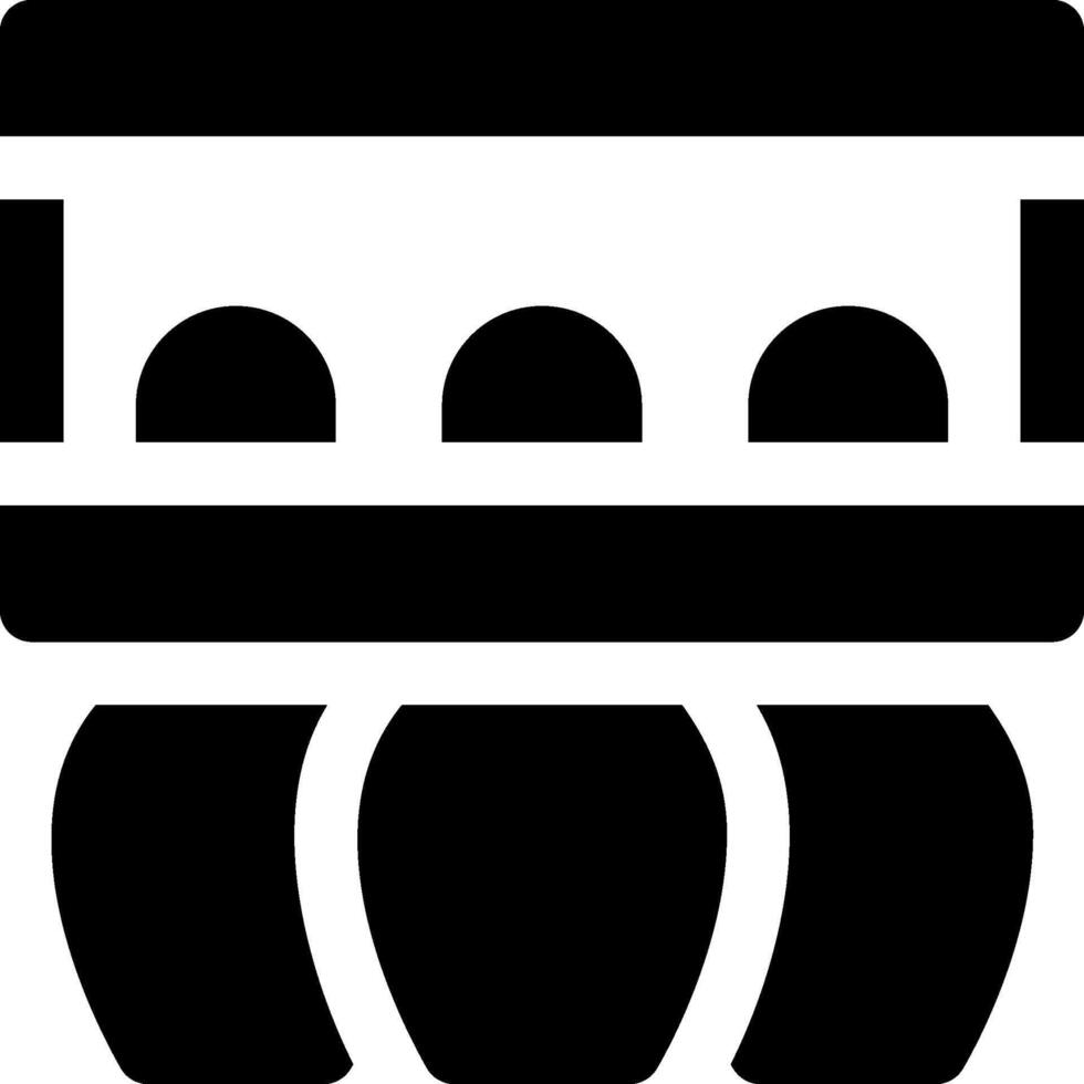 A black and white icon of a barrel vector
