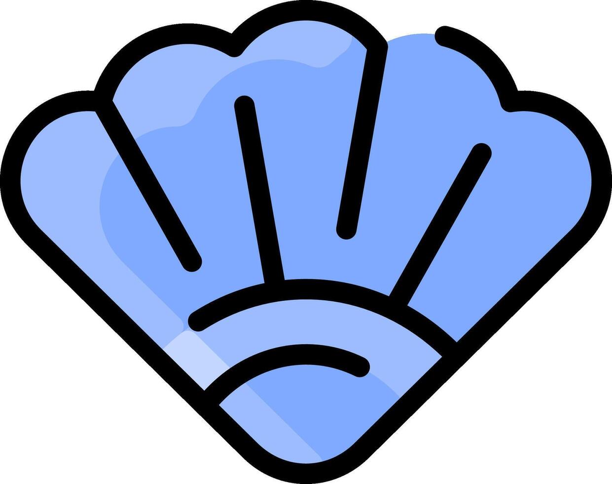 A blue shell with a black outline vector