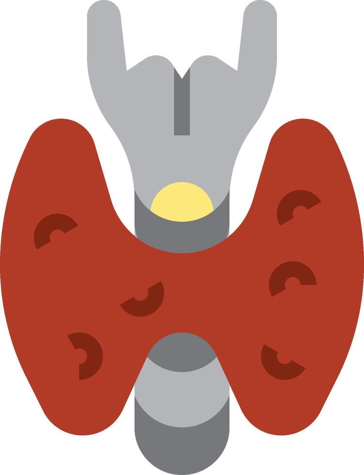 The thyroid gland is shown in a flat style vector