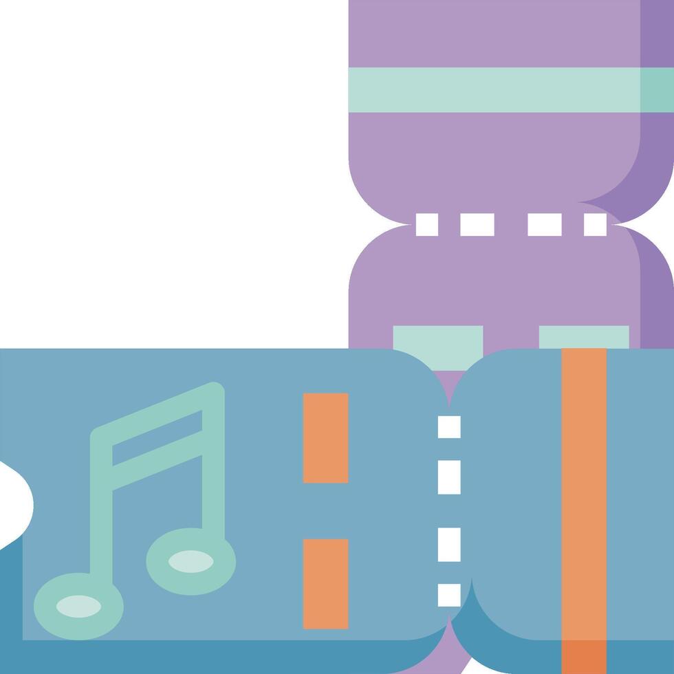 A movie ticket and music note vector