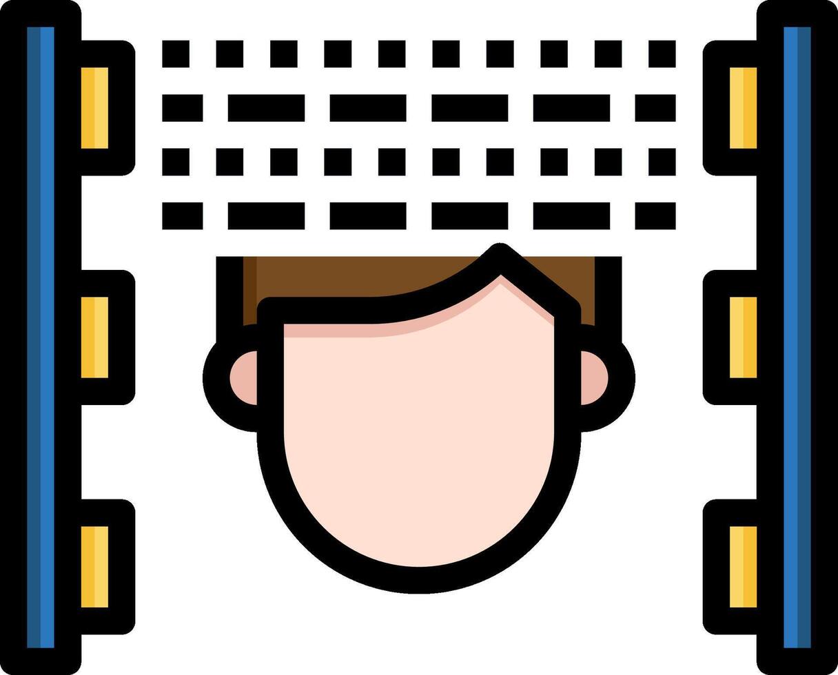A man is standing in front of a screen with a line of numbers vector