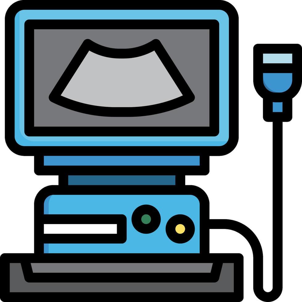 A computer monitor with a mouse and a cord vector