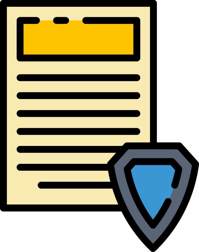 A document with a shield and a shield icon vector