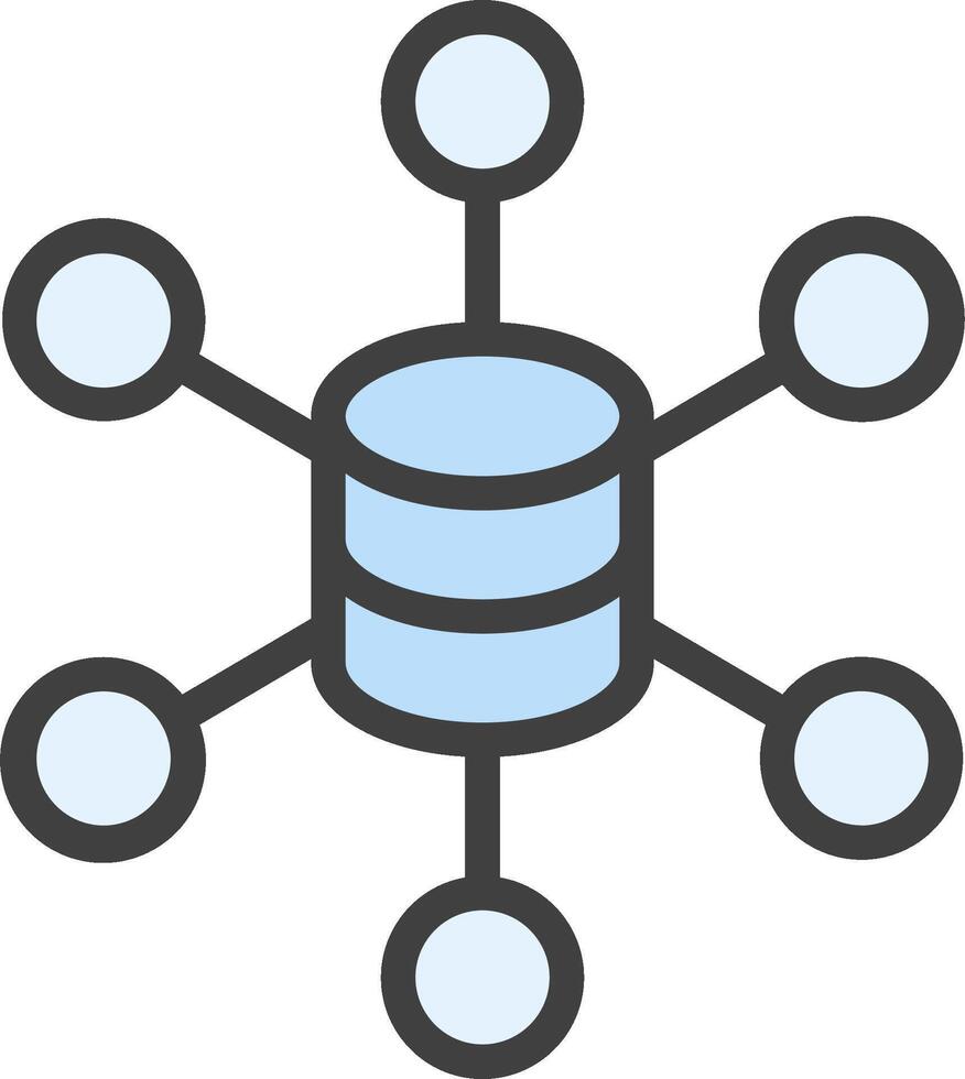 A database with several circles connected to each other vector
