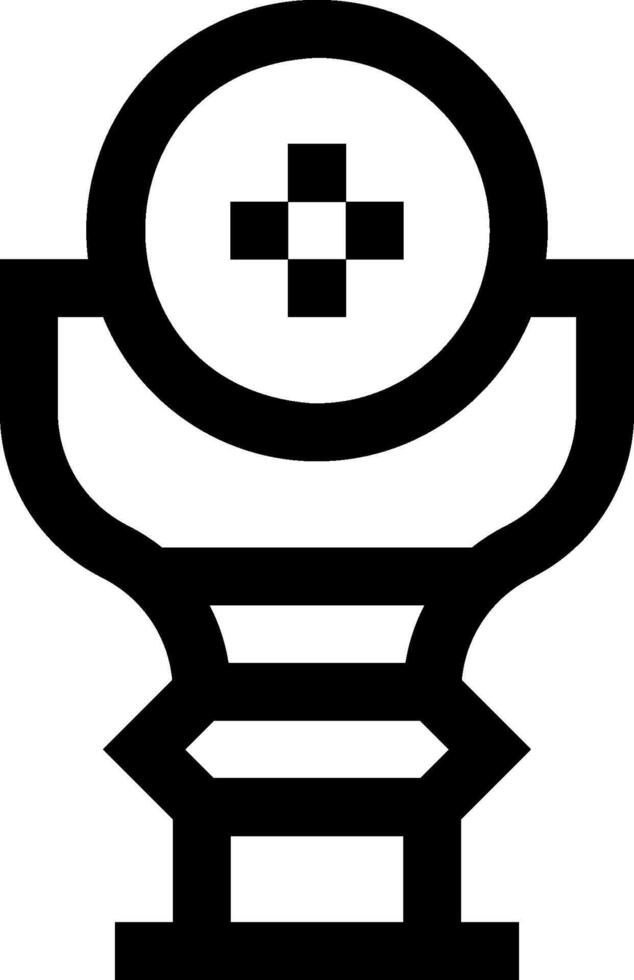 A black and white icon of a cross on top of a cup vector