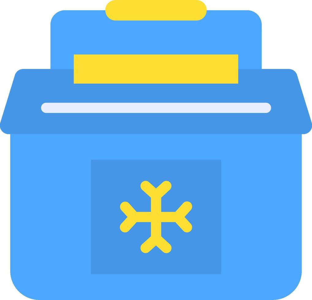 A blue box with a yellow snowflake on it vector
