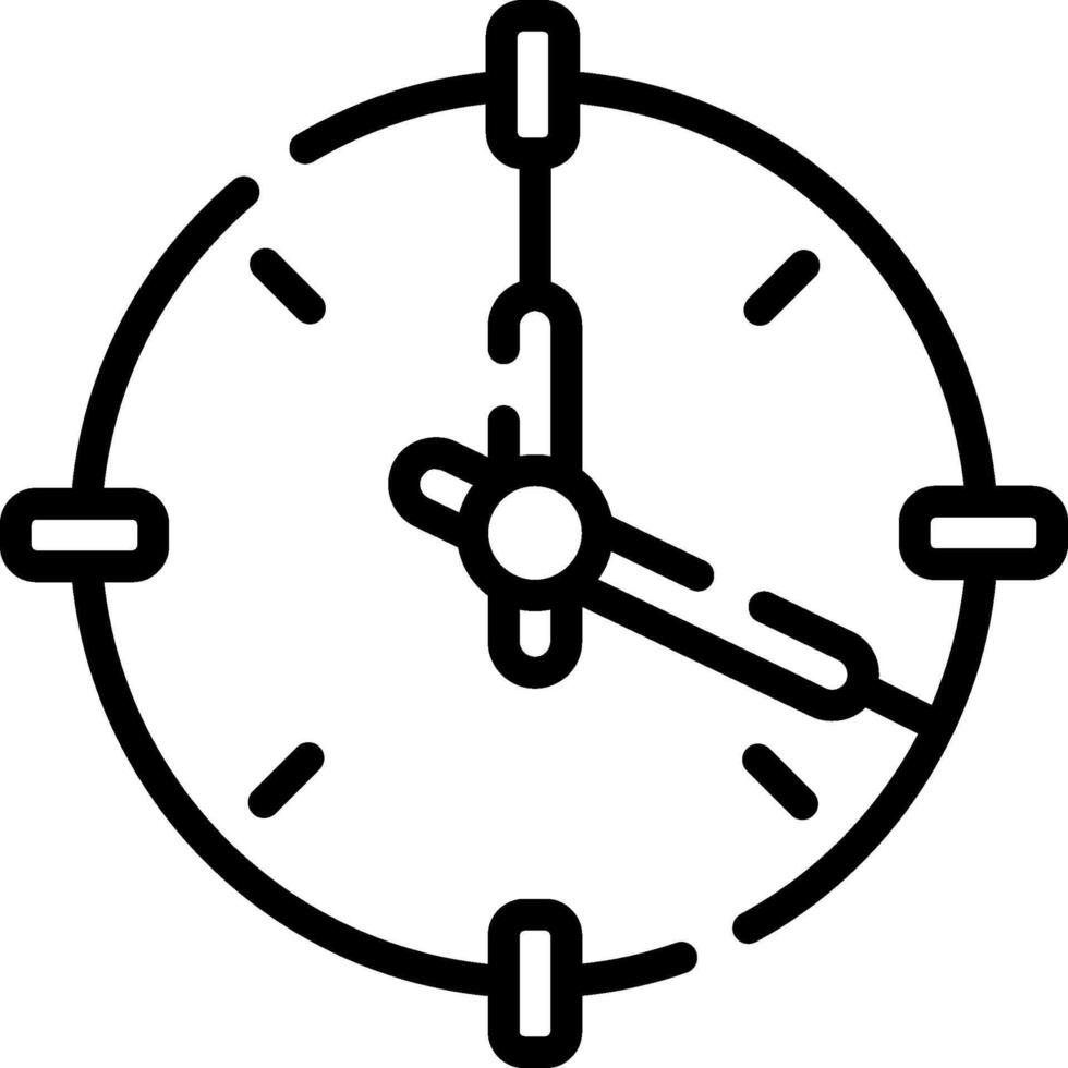 A black and white clock icon on a white background vector