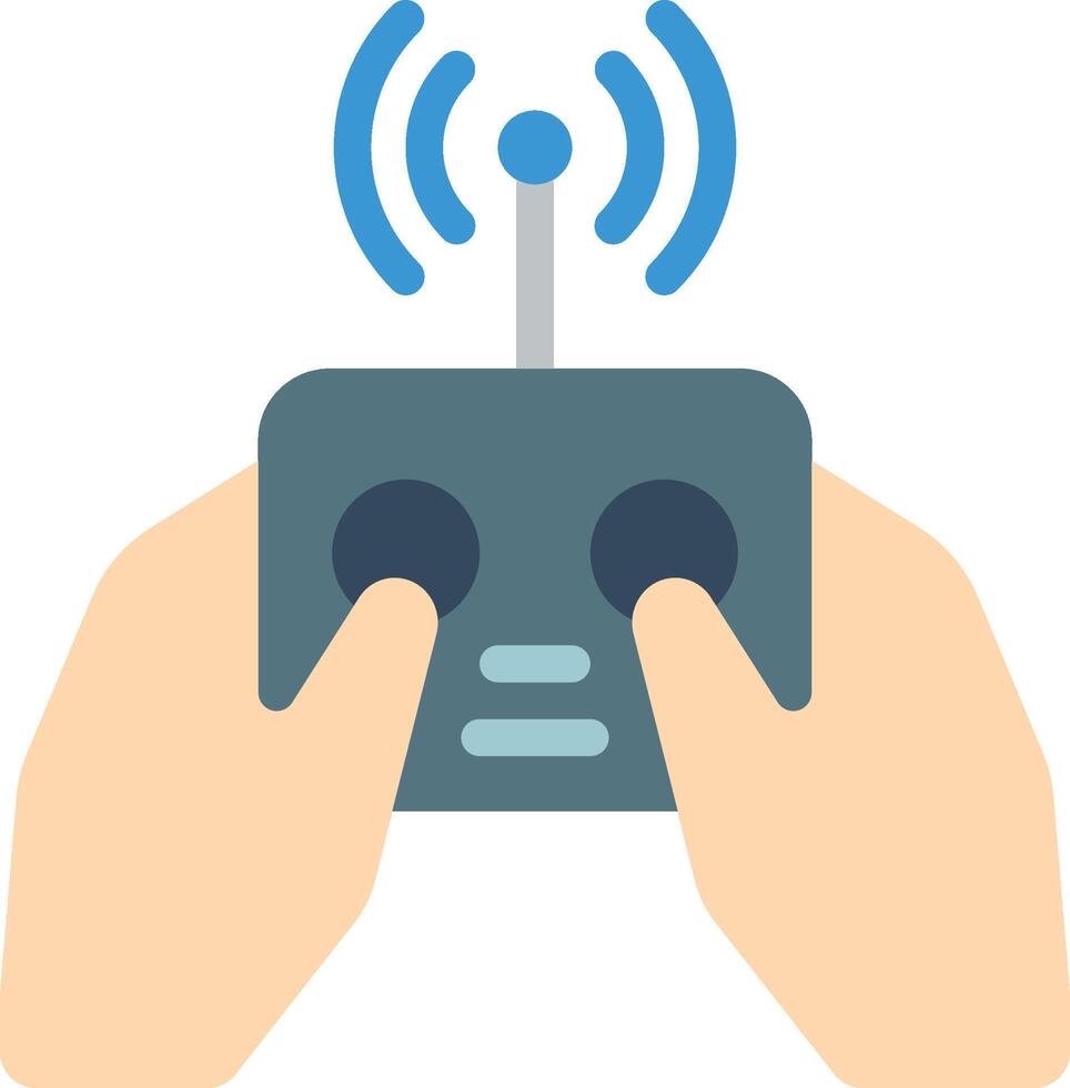 Hands holding a remote control with a wifi symbol vector