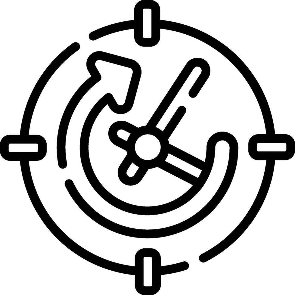 A black and white icon of a clock in a circle vector