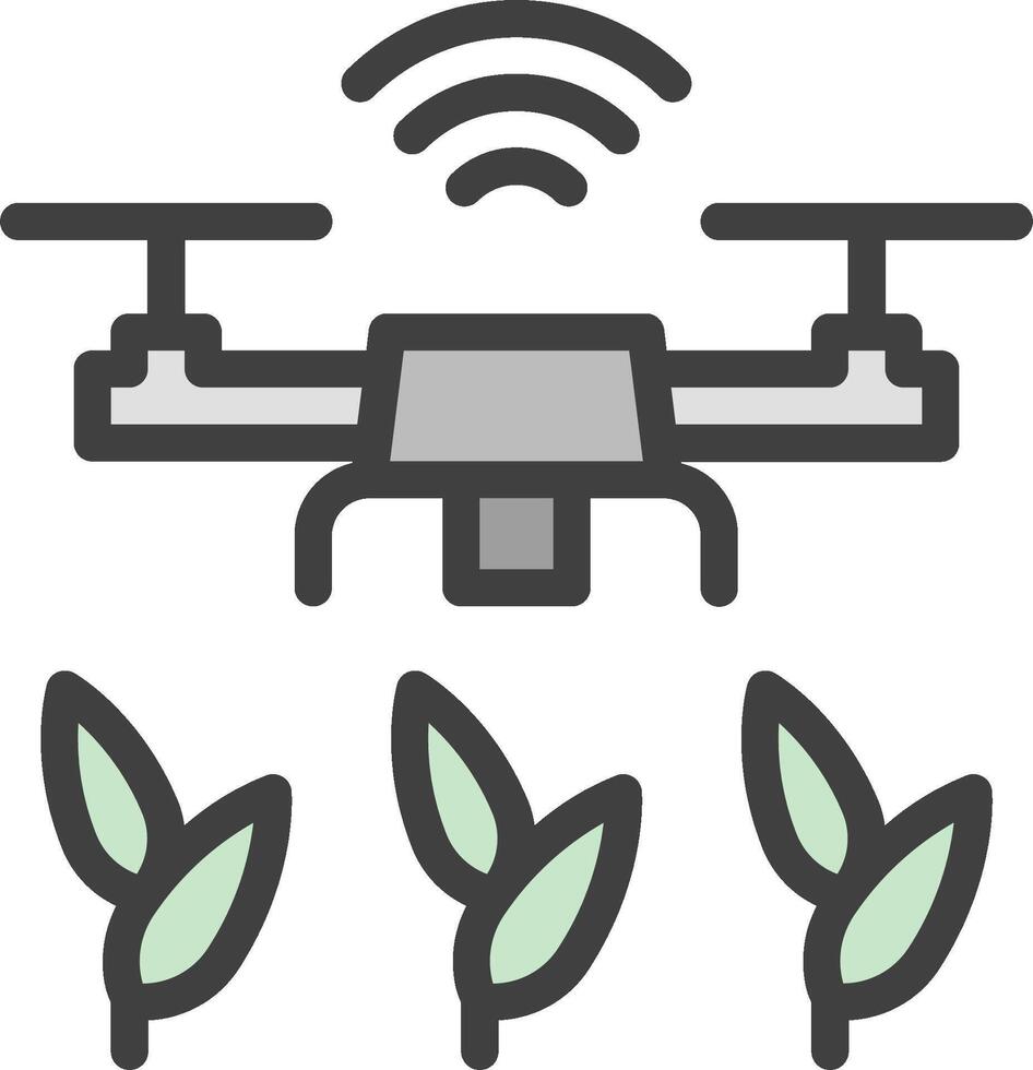 A drone with plants and a wifi signal vector