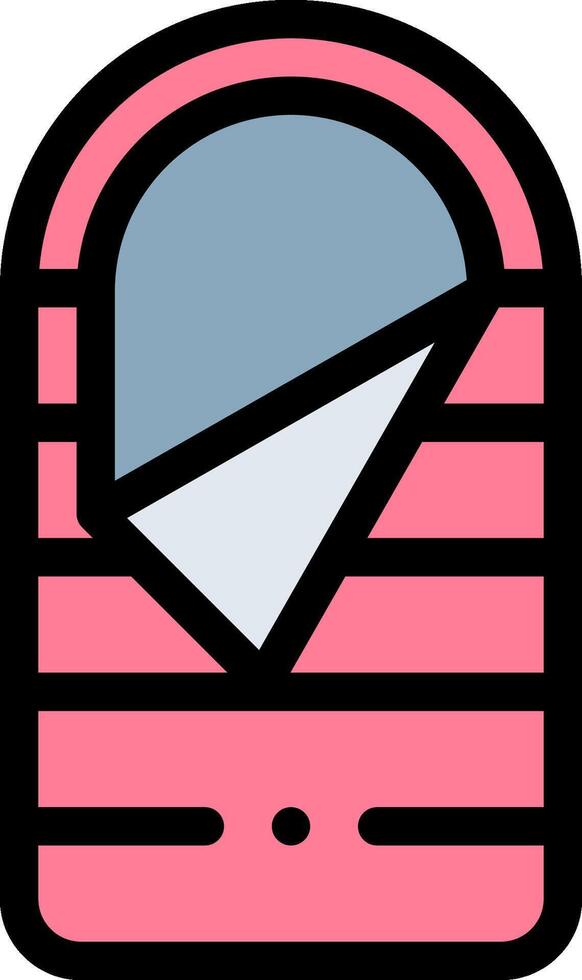A pink and blue striped suitcase icon vector