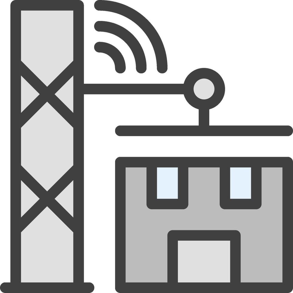 A tower with a wireless signal and a building vector