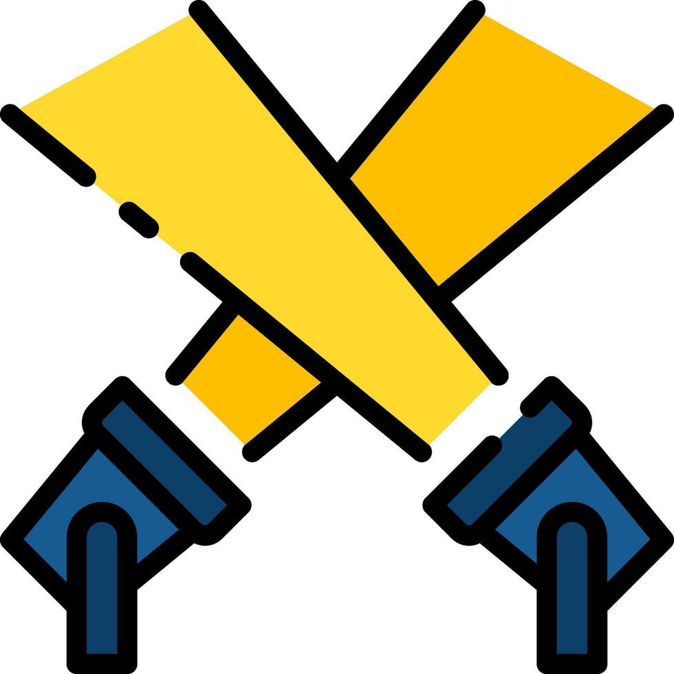 Two yellow and blue scissors with a white background vector
