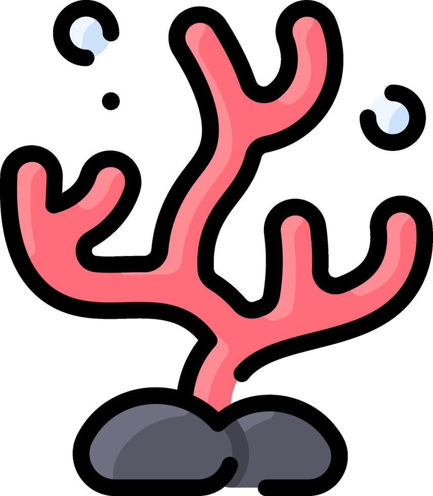 A cartoon coral with a black rock vector