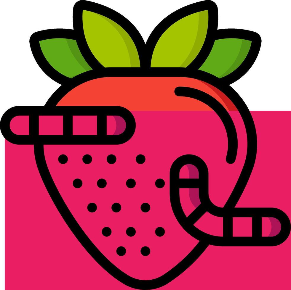 A strawberry with worms on it vector